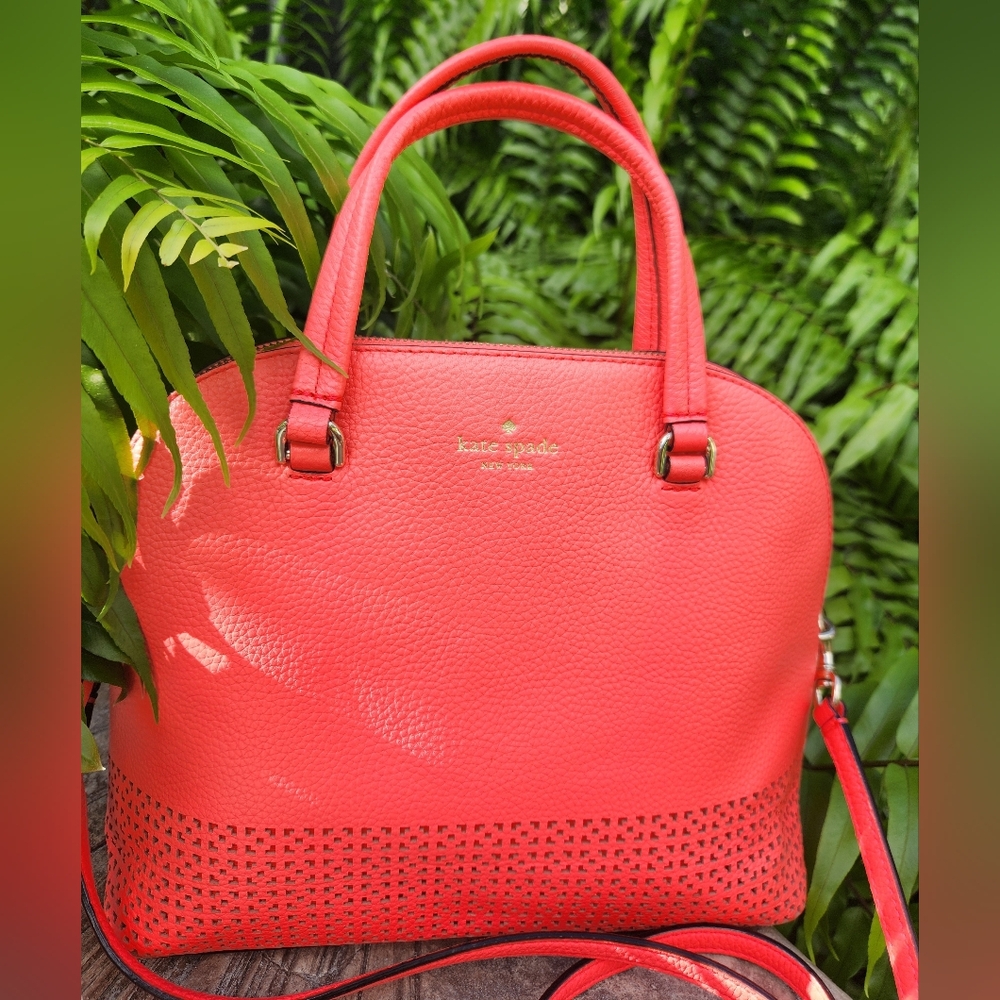 Kate Spade Carli Wakefield Lane 2 Way Done Satchel Crossbody In Coral Orange. - Picture 1 of 16